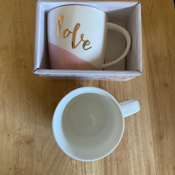SLANT Girlfriend Ceramic Mug - Flared “LOVE” White with Pink & Gold 14oz. - Picture 2 of 5